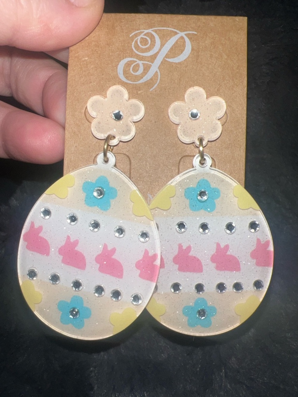Plunder Pink Bunny Floral Drop Earrings